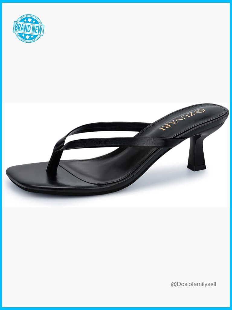 Square Toe Kitten Heel Sandals Slip-On Dressy Summer Heeled Flip Flops